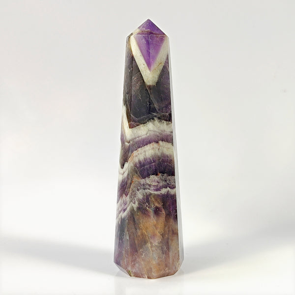 Amethyst Chevron 89x25x15mm Obelisk Gemstone Wand