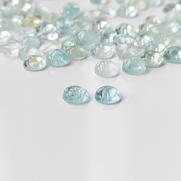 Aquamarine 5mm Round Cabochon Pair
