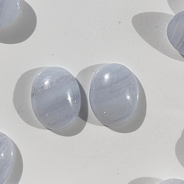 Blue Lace Agate 9x7mm Oval Cabochon Pair