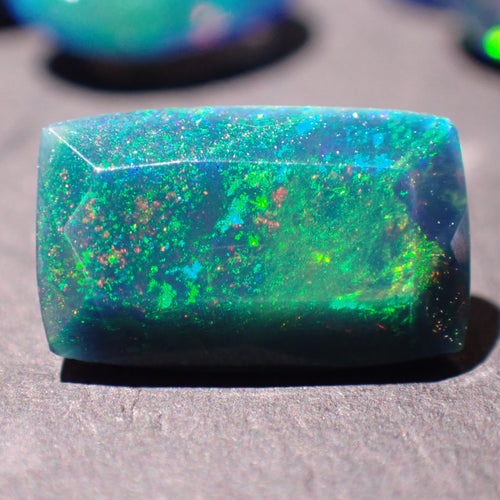 Black Opal 10.3x6.3mm Rectangular Faceted Gemstone
