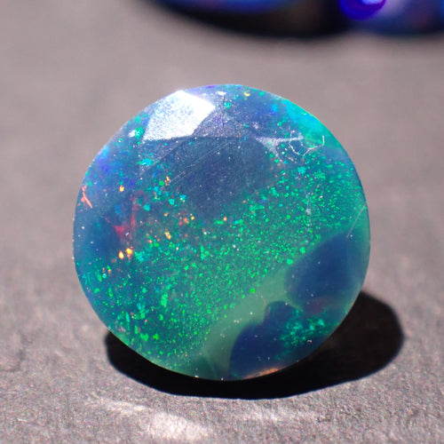 Black Opal 7mm Faceted Round Gemstone
