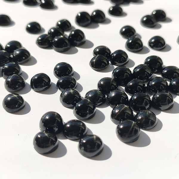 Black Star Diopside 7mm Round Cabochon Pairs