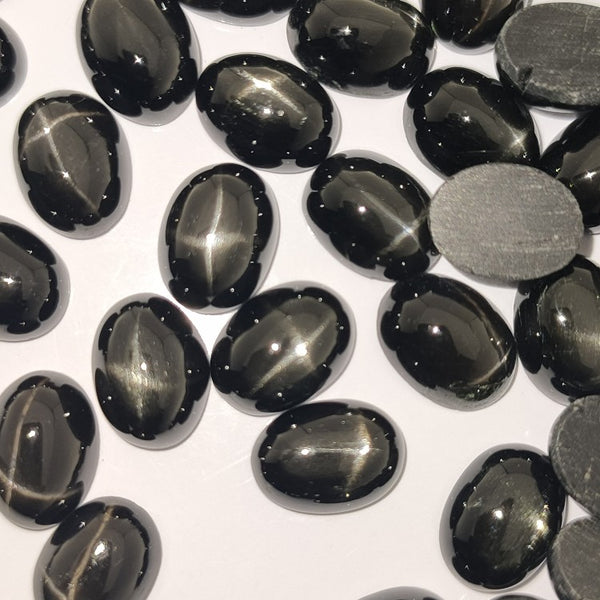 Black Star Diopside 8x6mm Oval Gemstone Cabochon Pair