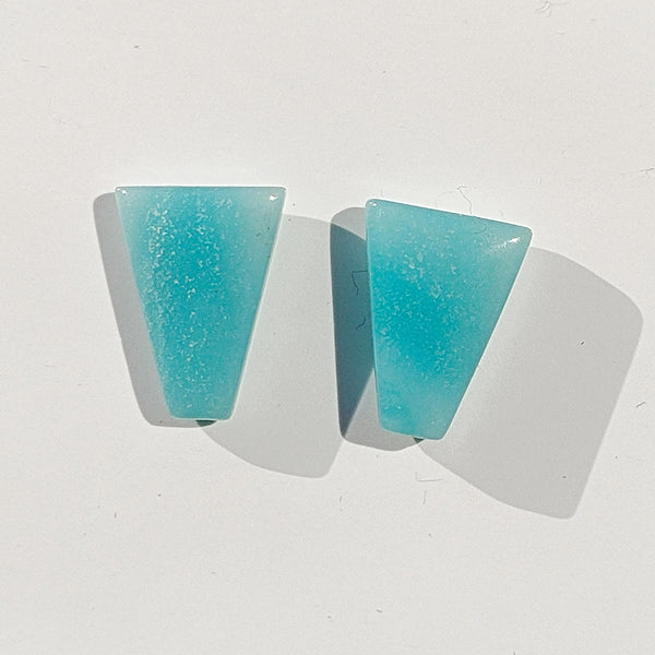 Caribbean Blue Calcite 14x10mm Trapezium Cut Gemstone Cabochon Pair