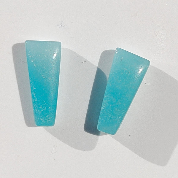 Caribbean Blue Calcite 10x4mm Trapezium Cut Gemstone Cabochon Pair