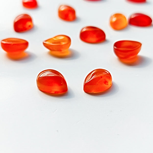 Carnelian 8x6mm Pear Cut Loose Gemstone Cabochon Pair