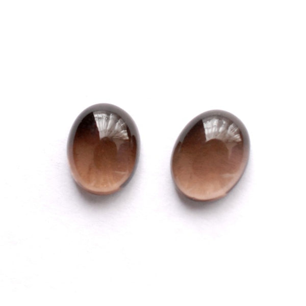 Smoky Quartz 9x7mm Oval Gemstone Cabochon Pair