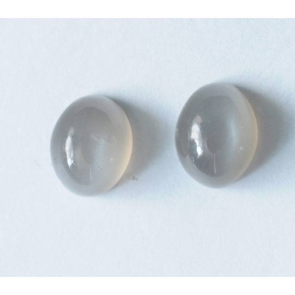 Gray Moonstone 9x7mm Oval Gemstone Cabochon Pair