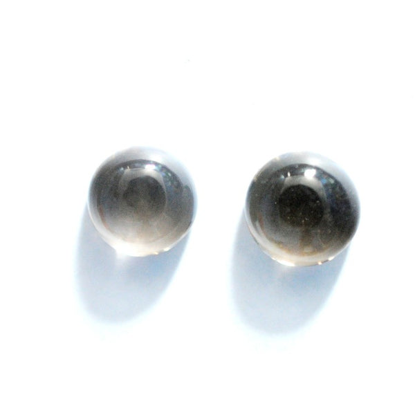 Smoky Quartz 8mm Round Gemstone Cabochon Pair