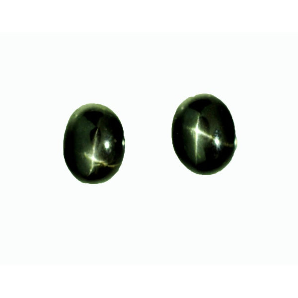 Black Star Diopside 9x7mm Oval Gemstone Cabochon Pair