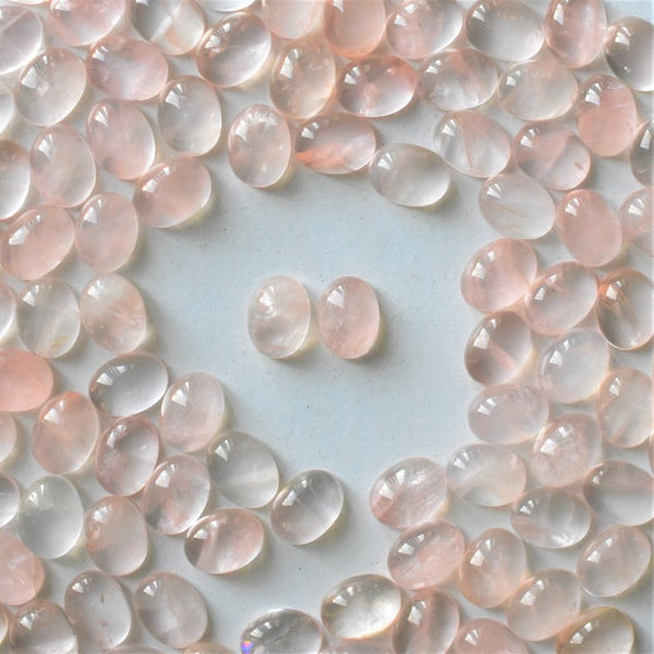 Rose Quartz 8x6mm Oval Cabochon Pair
