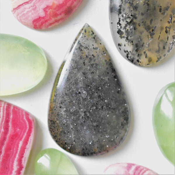 Black Sunstone 40x25mm Pear Cut Cabochon