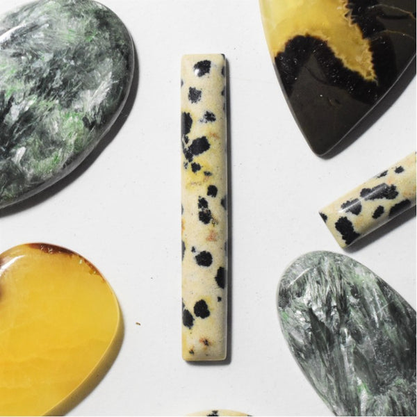 Dalmatian Jasper 40x6mm Baton Cut Cabochon/Wand