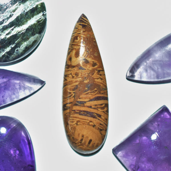 Mariam Jasper 30x10mm Pear Cut Cabochon