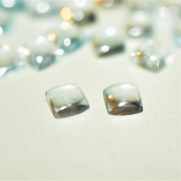 Aquamarine 4mm Square Cabochon Pair