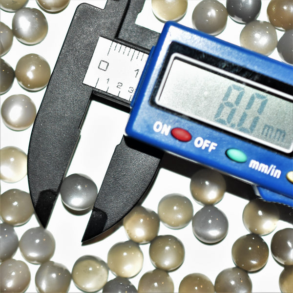Gray Moonstone 8mm Round Cabochon Pair