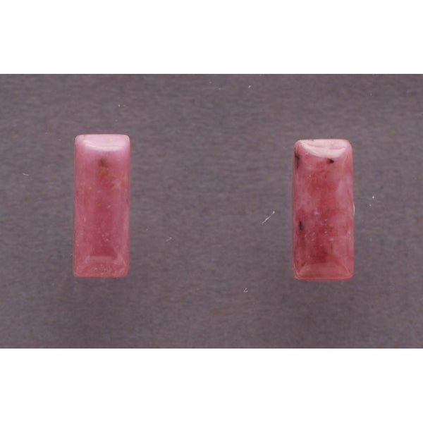 Rhodonite 10x4mm Baguette Cut Gemstone Cabochon Pair