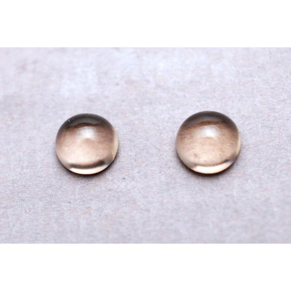 Smoky Quartz 7mm Round Gemstone Cabochon Pair
