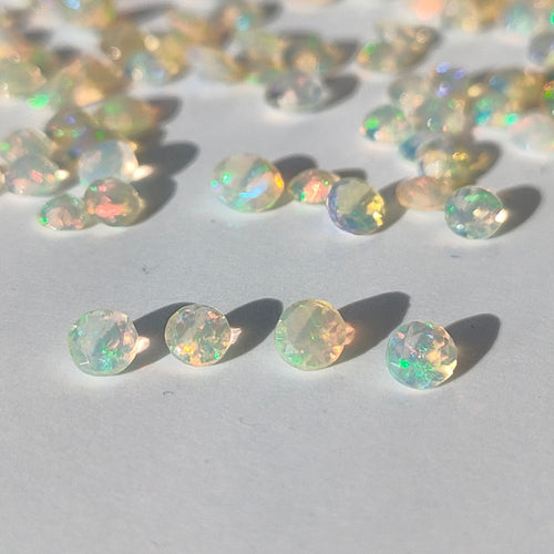Opal 3mm Round Faceted Gemstone x 4
