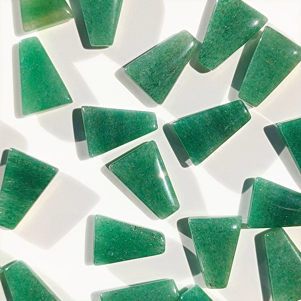Green Aventurine 14x10mm Trapezium Cut Gemstone Cabochon Pair