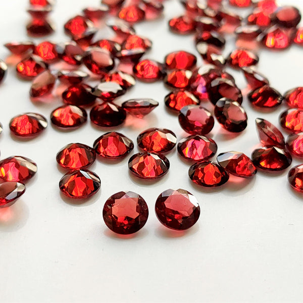 Garnet 7mm Round Faceted Gemstone Pair