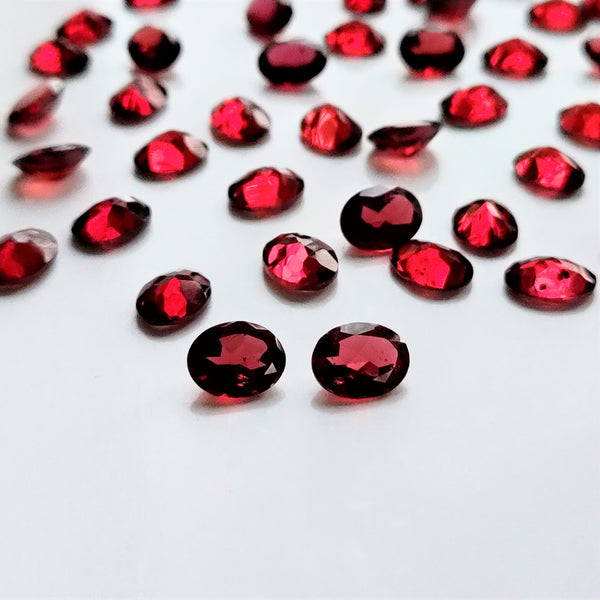 Garnet 9x7mm Oval Faceted Pair
