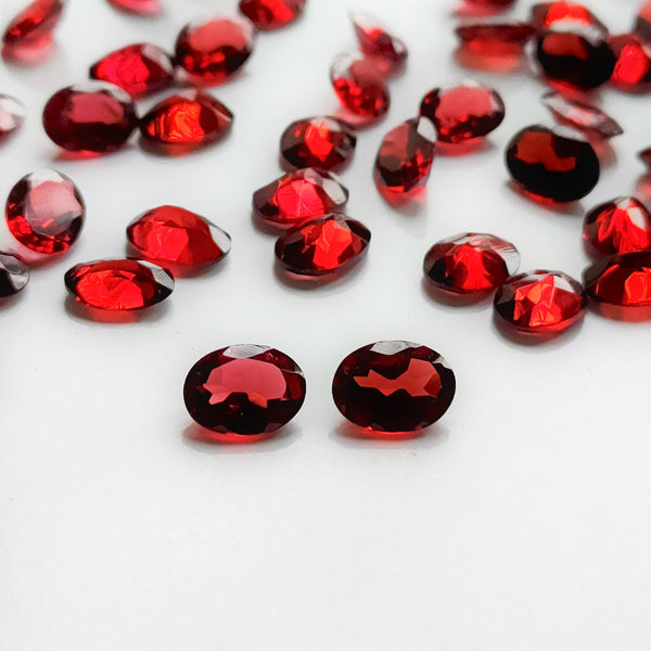 Garnet 8x6mm Faceted Cabochon Pair