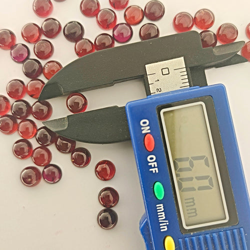 Garnet 6mm Round Gemstone Cabochon Pair