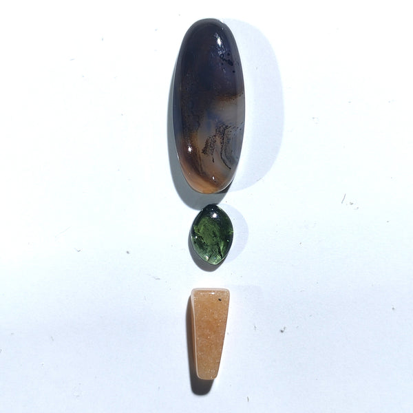 Gem Pack: Botswana Agate, Green Tourmaline and Red Aventurine
