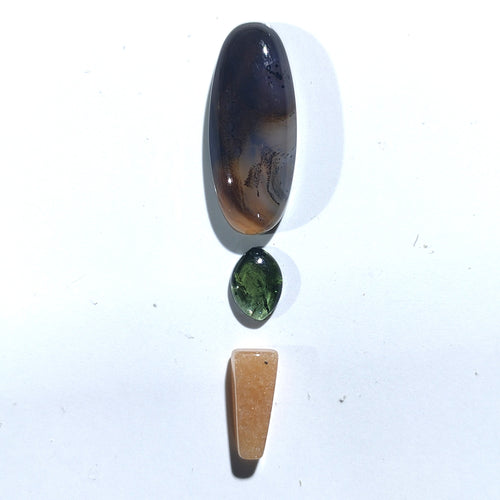 Gem Pack: Botswana Agate, Green Tourmaline and Red Aventurine