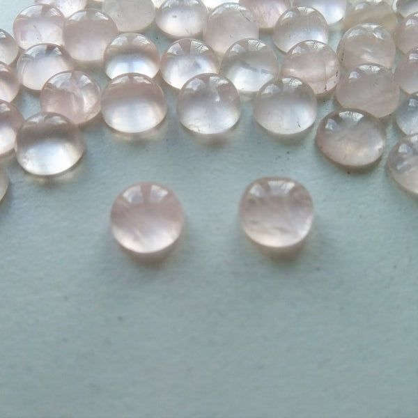 Rose Quartz 6mm Round Loose Gemstone Cabochon Pair