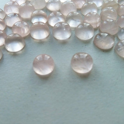 Rose Quartz 6mm Round Loose Gemstone Cabochon Pair