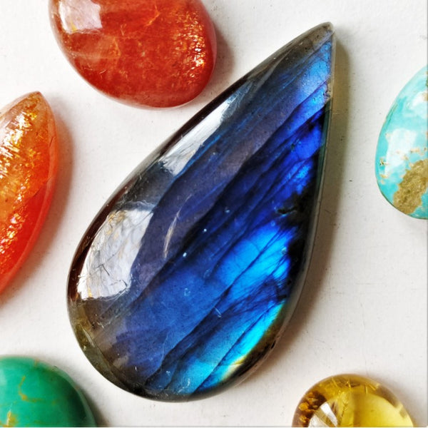 Labradorite 44x23mm Pear Cut Cabochon