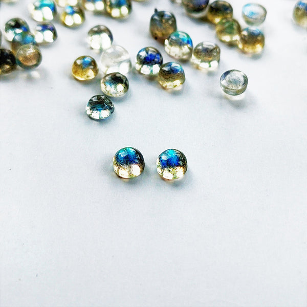 Labradorite 3mm Round Gemstone Cabochon x  4