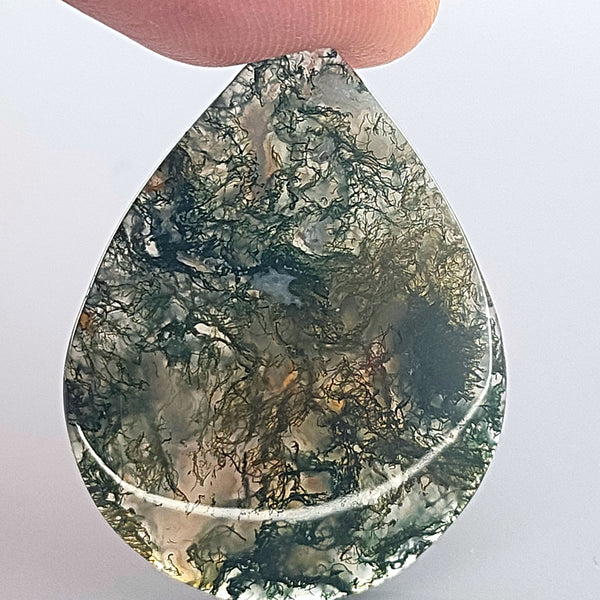 Moss Agate 33x26mm Pear Cut Gemstone Cabochon