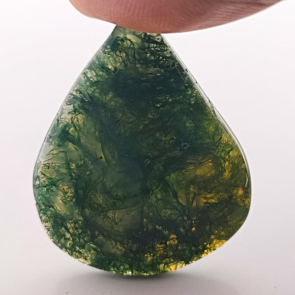 Moss Agate 35x28mm Pear Cut Gemstone Cabochon