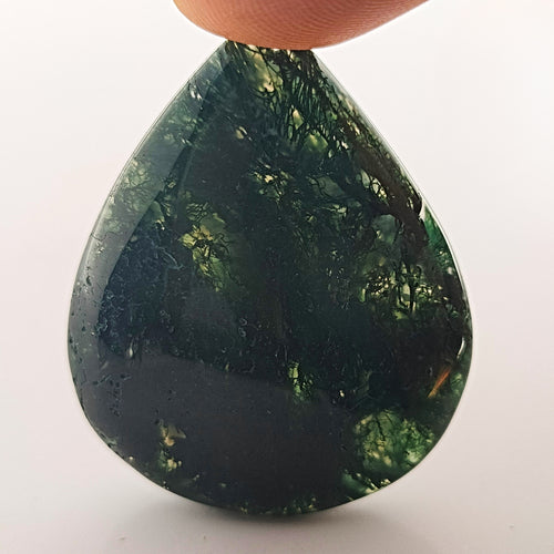 Moss Agate 35x28mm Pear Cut Gemstone Cabochon
