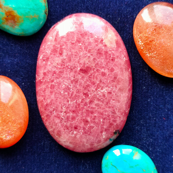 Rhodonite 36x25mm Oval Cabochon