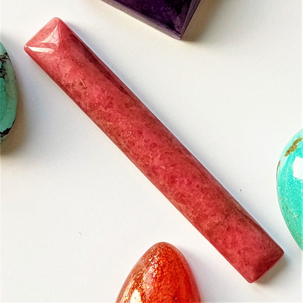 Rhodonite 35x5mm Baton Cut Gemstone Cabochon/Wand