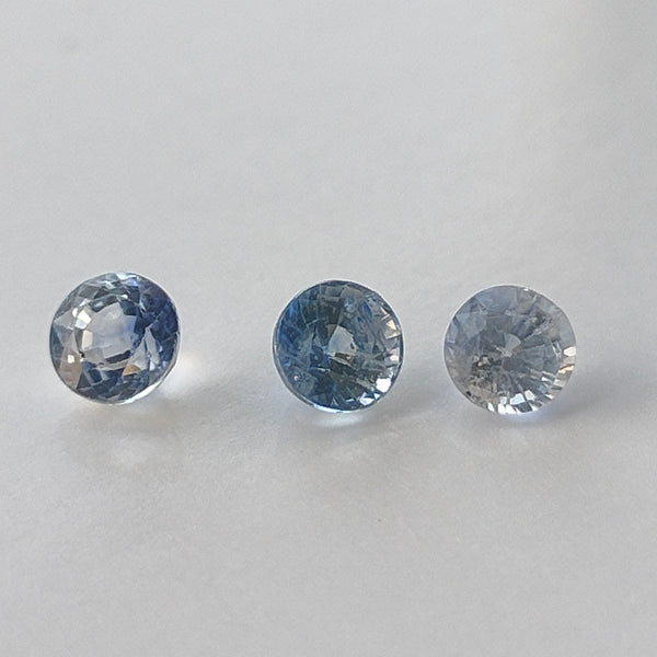 Sapphire 3.7mm Round Faceted Gemstones x 3