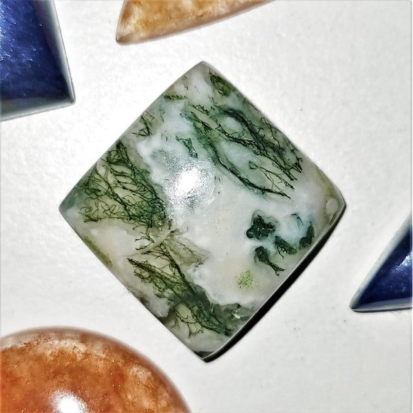 Tree Agate 15mm Square Cabochon