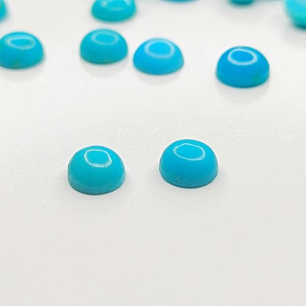 Turquoise 4mm Round Gemstone Cabochon Pair
