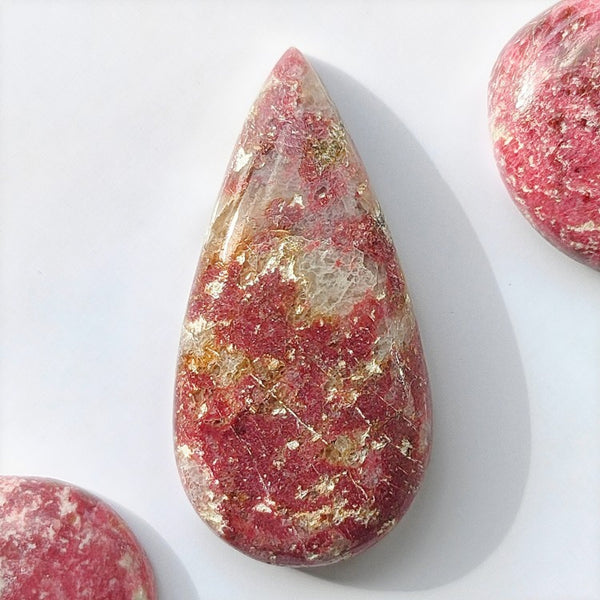 Thulite 33x16mm Pear Cut Cabochon