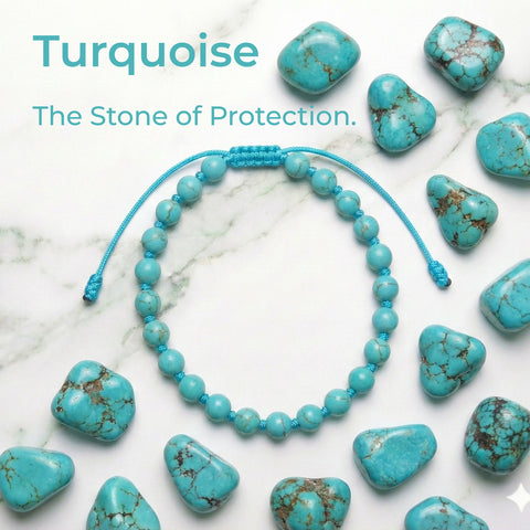 Hand-knotted 6mm natural blue Turquoise gemstone bracelet with an adjustable minimalist closure.
