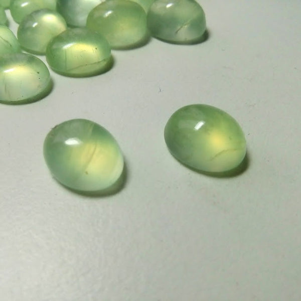 Prehnite 11x9mm Oval Gemstone Cabochon Pair