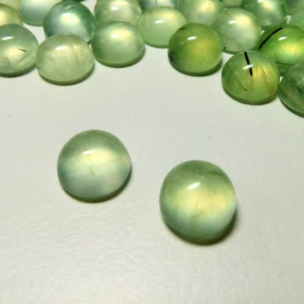 Prehnite 8mm Round Loose Gemstone Cabochon Pair