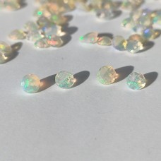 Opal 3mm Round Faceted Gemstone x 4