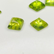 Peridot 5mm Square Pyramid Faceted Pair